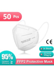 1-100 قطعة KN95 أقنعة ffp2fan ffpp2 الفم قناع قابلة لإعادة الاستخدام KN95 التنفس FPP2 Masque FFP2 واقية الوجه Mascarillas Masken CE