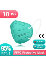 1-100 قطعة KN95 أقنعة ffp2fan ffpp2 الفم قناع قابلة لإعادة الاستخدام KN95 التنفس FPP2 Masque FFP2 واقية الوجه Mascarillas Masken CE