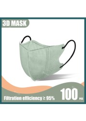 Disposable Protective Mask Morandi Black Masks 3D Adult 4 Ply 95% Filtration Mascarillas quiurgicas Homeopathic No Nose Bridge