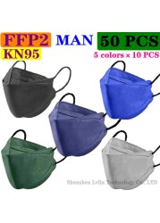 CE KN95 80 Colors Adult FFP2 Mask Black Mascarillas Mask Certified Health Protection Wholesale Fish Face Mask Respirator Filter FPP2