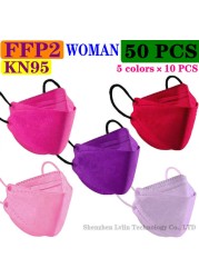 CE KN95 80 Colors Adult FFP2 Mask Black Mascarillas Mask Certified Health Protection Wholesale Fish Face Mask Respirator Filter FPP2