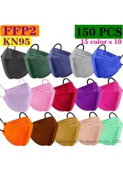 CE KN95 80 Colors Adult FFP2 Mask Black Mascarillas Mask Certified Health Protection Wholesale Fish Face Mask Respirator Filter FPP2