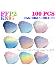 CE KN95 80 Colors Adult FFP2 Mask Black Mascarillas Mask Certified Health Protection Wholesale Fish Face Mask Respirator Filter FPP2