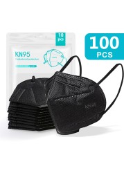 White Black Kn95 Mask 5 Layers Mask ffp2mascherine KN95 Reusable ce certified adult ffp2reuse zable mascherine Kn95 Mascarillas face mask