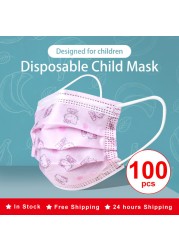 10-200pcs Mascarillas Niños Disposable Kids Mask Boy Girl Kitty Cat Car Animals Cartoon Children Face Mouth Masks Masque Enfant