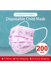 10-200pcs Mascarillas Niños Disposable Kids Mask Boy Girl Kitty Cat Car Animals Cartoon Children Face Mouth Masks Masque Enfant