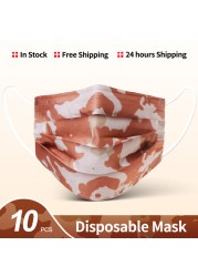 Camouflage disposable face mask 3 ply filter earbuds 100pcs protective face cover masque surgical mascarillas desechables