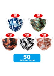 Camouflage disposable face mask 3 ply filter earbuds 100pcs protective face cover masque surgical mascarillas desechables