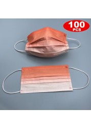 100 Gradient Disposable Mask Matte Printing Face Masks Adult 3 Ply Nonwove Maschera Protective Mouth Cover Unisex Jetable Mask