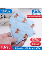 10-100pcs 5 Layers KN95 Face Mask FFP2 Mascarillas for 0-5 Years Children Masque Filter ffp2fan Dustproof mascarilla fpp2 homology ada