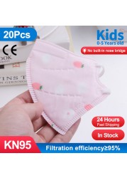 10-100pcs 5 Layers KN95 Face Mask FFP2 Mascarillas for 0-5 Years Children Masque Filter ffp2fan Dustproof mascarilla fpp2 homology ada