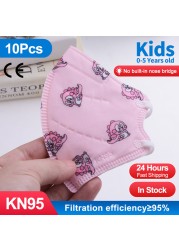 10-100pcs 5 Layers KN95 Face Mask FFP2 Mascarillas for 0-5 Years Children Masque Filter ffp2fan Dustproof mascarilla fpp2 homology ada