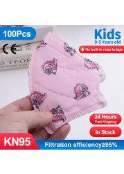 10-100pcs 5 Layers KN95 Face Mask FFP2 Mascarillas for 0-5 Years Children Masque Filter ffp2fan Dustproof mascarilla fpp2 homology ada