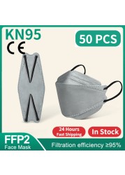 قناع KN95 للأطفال FFP2 Mascarillas FPP2 Niños homology ada قناع وجه كوري 4 شرائح الأسماك ffp2maske قناع Morandi كيندر