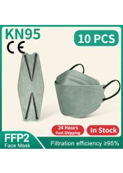 قناع KN95 للأطفال FFP2 Mascarillas FPP2 Niños homology ada قناع وجه كوري 4 شرائح الأسماك ffp2maske قناع Morandi كيندر