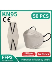 قناع KN95 للأطفال FFP2 Mascarillas FPP2 Niños homology ada قناع وجه كوري 4 شرائح الأسماك ffp2maske قناع Morandi كيندر