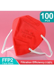 10-200pcs FFP2 Mascarillas FFP2 Negras FPP2 Masks 5 Layers Adult Reusable Black KN95 Maske Protective Face Mask FFP2MASK CE FPP3