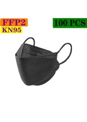 FFP2 Adult 60 Colors CE KN95 Mask Black Mascarillas Mask Certified Health Protection Wholesale Fish Face Mask Respirator Filter