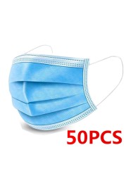 10-600pcs Blue Disposable Face Masks Mascarillas quiurgicas Homeopathic Mouth Mask Adult Non-woven Filter Mask mascarillas