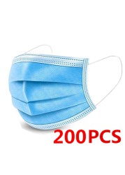 10-600pcs Blue Disposable Face Masks Mascarillas quiurgicas Homeopathic Mouth Mask Adult Non-woven Filter Mask mascarillas