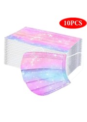 10-100pcs Adult Face Mask Fashion Colorful Printed Disposable Mouth Mask 3 Layer Anti-Dust Earpiece Protective mascarillas masque