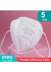 9 ألوان FFP2 Mascarillas KN95 أقنعة الوجه للكبار 5 طبقات سلامة الغبار التنفس FFP2 قناع الكبار الأسود FPP2 KN95 قناع الوجه CE