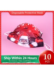 Christmas Disposable Christmas Face Mouth Masks Women Colorful Adult 3 Layers Filter Non-woven Fabric Printed Mascarilla Navidad Noel