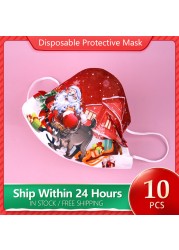 Christmas Disposable Christmas Face Mouth Masks Women Colorful Adult 3 Layers Filter Non-woven Fabric Printed Mascarilla Navidad Noel