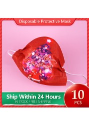 Christmas Disposable Christmas Face Mouth Masks Women Colorful Adult 3 Layers Filter Non-woven Fabric Printed Mascarilla Navidad Noel