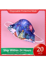 Christmas Disposable Christmas Face Mouth Masks Women Colorful Adult 3 Layers Filter Non-woven Fabric Printed Mascarilla Navidad Noel