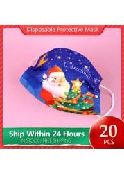 Christmas Disposable Christmas Face Mouth Masks Women Colorful Adult 3 Layers Filter Non-woven Fabric Printed Mascarilla Navidad Noel