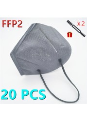 10-100 قطعة FFP2 Mascarillas الأسود الكبار ffp2fan الألوان المعتمدة الجهاز التنفسي fpp2 قناع الوجه Mascherine ffpp2 CE التسليم السريع