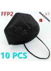 10-100pcs FFP2 Mascarillas Black Adult ffp2fan Approved Colors Respiratory fpp2 Face Mask Mascherine ffpp2 CE Fast Delivery