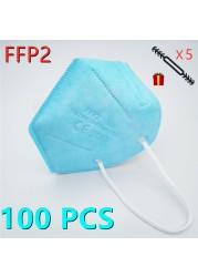 10-100 قطعة FFP2 Mascarillas الأسود الكبار ffp2fan الألوان المعتمدة الجهاز التنفسي fpp2 قناع الوجه Mascherine ffpp2 CE التسليم السريع