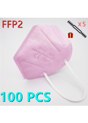 10-100pcs FFP2 Mascarillas Black Adult ffp2fan Approved Colors Respiratory fpp2 Face Mask Mascherine ffpp2 CE Fast Delivery