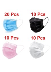 Black Masks 3 Layers Mask Face Masks Melt Blown Cloth Disposable Anti Dust Protective Ear Masks Mouth Mask Mascarillas