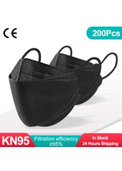 10-200pcs Korean KN95 Maske KF94MASK 4 Ply Reusable White FPP2 Masks Black Face Mask FFP2MASK FFP2 Mascarillas KN95 Mask Noir