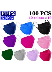 KN95 FFP2 CE 80 Unique Print Beauty Wholesale Fish Mask Mascarillas Protective Breathing Anti Fog Adult Colorful Masques