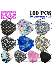 KN95 FFP2 CE 80 Unique Print Beauty Wholesale Fish Mask Mascarillas Protective Breathing Anti Fog Adult Colorful Masques