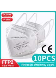 5-200pcs FFP2 Mask Mouths Mascara N95 Virus Fabric Face Masks Kn95 Workplace Supplies Safety Protection Security ffp2fan