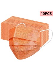 10-100pcs Bronzing Pink Disposable Face Mask Black Reflective Mouth Mask Party Unisex Protective Adult Fashion Mascarilla Masque