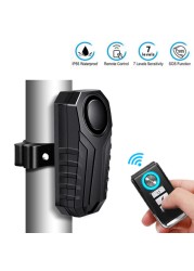 Awapow Anti-theft Bicycle Alarm 113dB Vibration Remote Control Waterproof Alarm With Fixed Clip Motorcycle Safety System