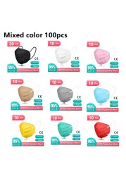 10-200pcs KN95 mask ffp2 face mascarilla fpp2 homologada 5 protective layers mascarillas fp2 multicolored FFP2Mask mascherina ffpp2