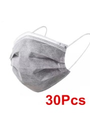 Protective Mask Gray Color Disposable Non-woven Ear Loop 3 Layer Dustproof Breathable Face Mask