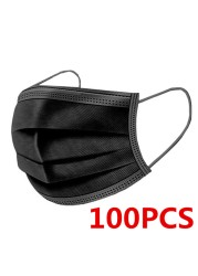 10-500pcs Disposable Mask Face Mouth Masks Black Protective Mascarillas Quiurgicas Homosexual 3 Layer Non-woven Masque adulte