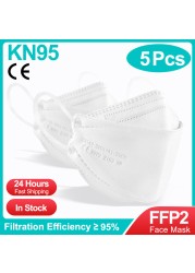 قناع أبيض FFP2 CE KN95 Mascarillas FPP2 معتمد قناع الوجه الوقائي للفم KN95 قناع التنفس ffp2masken маска