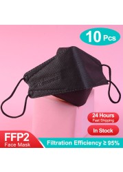 قناع الوجه الأسود FFP2 Mascarillas KN95 أقنعة FPP2 ملونة قابلة لإعادة الاستخدام قناع الفم المعتمدة FFP2 أقنعة الجهاز التنفسي ffp2fan ffp3