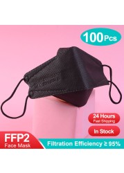 قناع الوجه الأسود FFP2 Mascarillas KN95 أقنعة FPP2 ملونة قابلة لإعادة الاستخدام قناع الفم المعتمدة FFP2 أقنعة الجهاز التنفسي ffp2fan ffp3