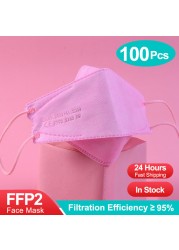 قناع الوجه الأسود FFP2 Mascarillas KN95 أقنعة FPP2 ملونة قابلة لإعادة الاستخدام قناع الفم المعتمدة FFP2 أقنعة الجهاز التنفسي ffp2fan ffp3