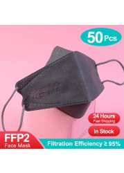 قناع الوجه الأسود FFP2 Mascarillas KN95 أقنعة FPP2 ملونة قابلة لإعادة الاستخدام قناع الفم المعتمدة FFP2 أقنعة الجهاز التنفسي ffp2fan ffp3